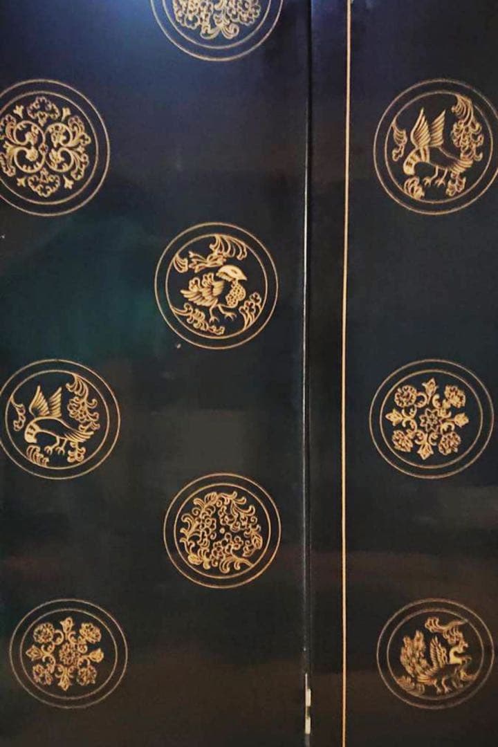 アジアン家具 手描きパネル屏風