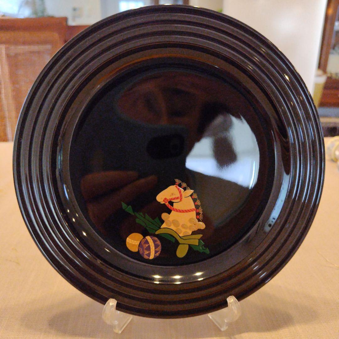 輪島塗　慶塚　春駒蒔絵　干菓子皿　一枚　木箱