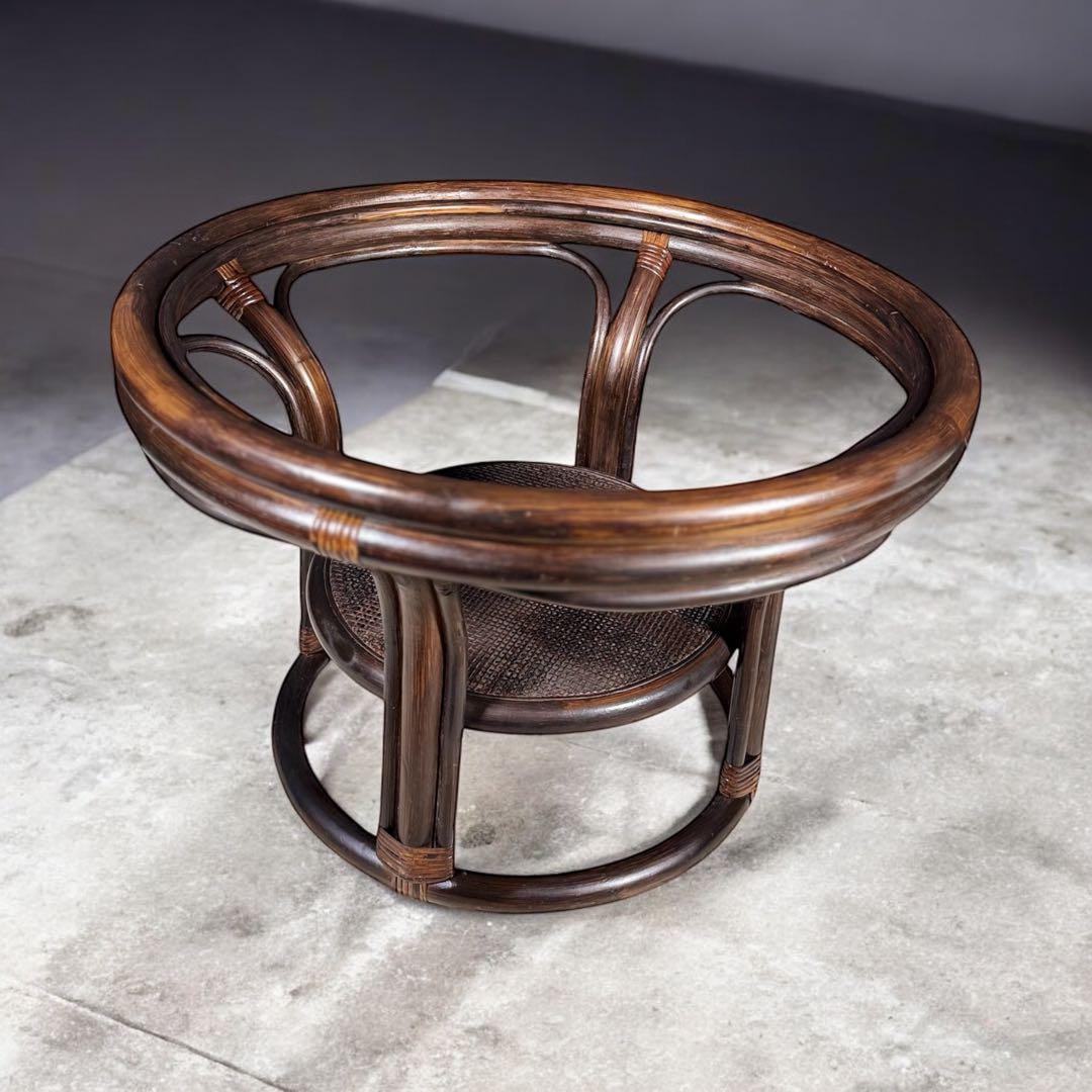 HR779 ラタン　籐　ガラストップテーブル