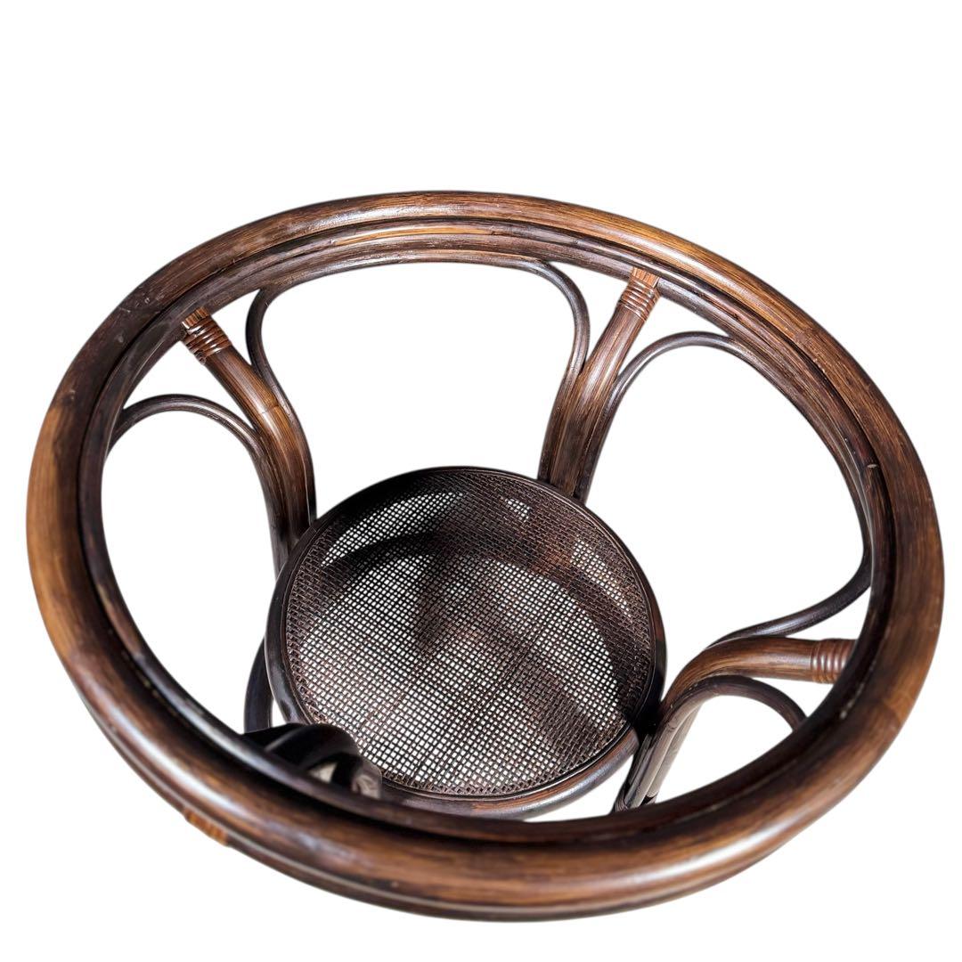 HR779 ラタン　籐　ガラストップテーブル