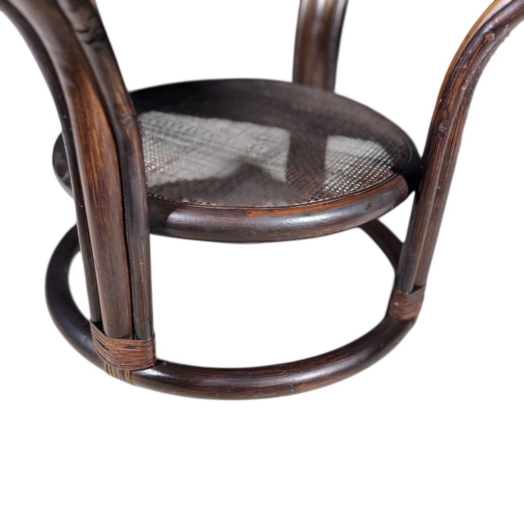 HR779 ラタン　籐　ガラストップテーブル