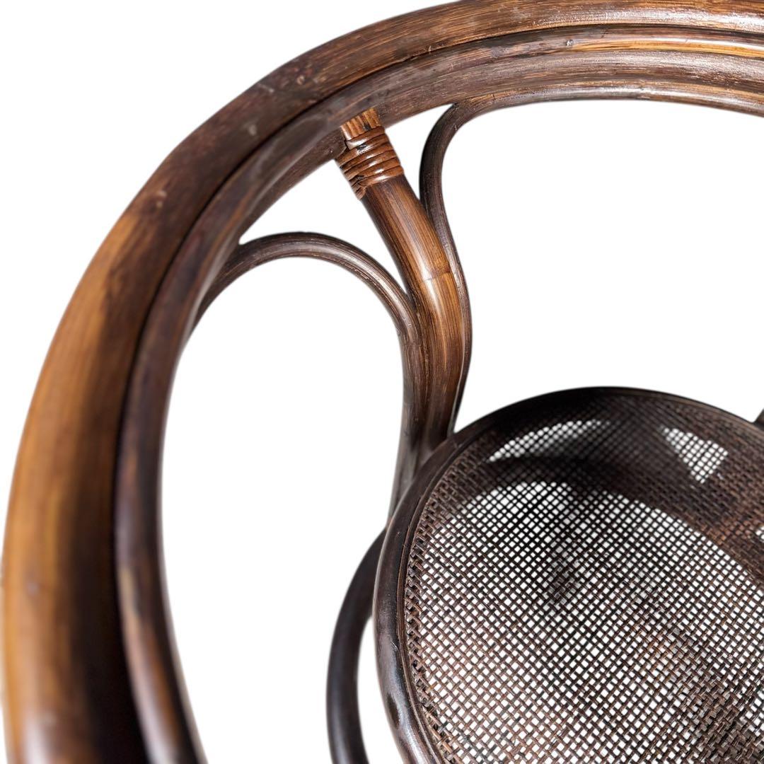 HR779 ラタン　籐　ガラストップテーブル