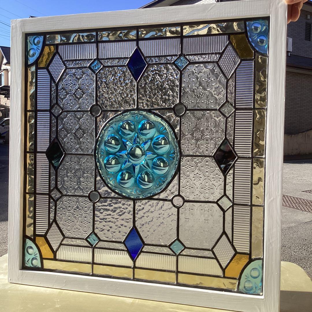 ステンドグラスパネル住宅用　ブルーロンデル&ダイヤP(1426)えびぞうさん専用