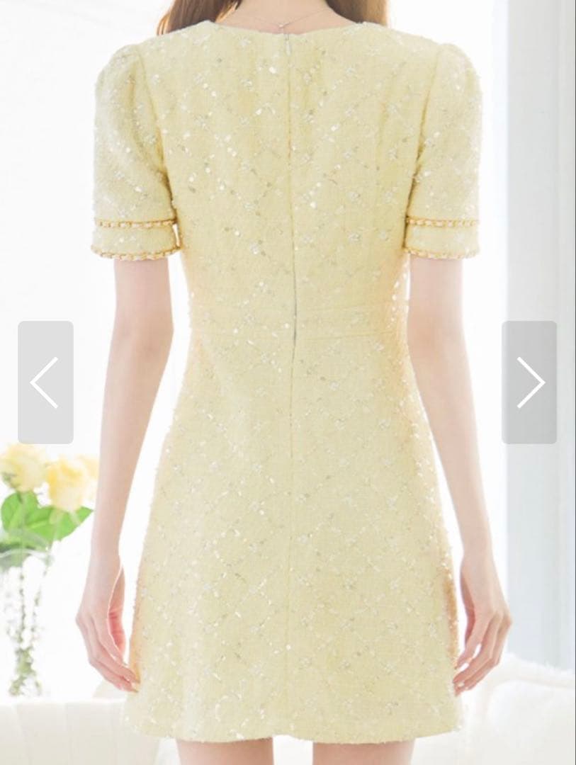 ジュエルズイエロービジュー付きドレス Sサイズ新品未使用タグ付き