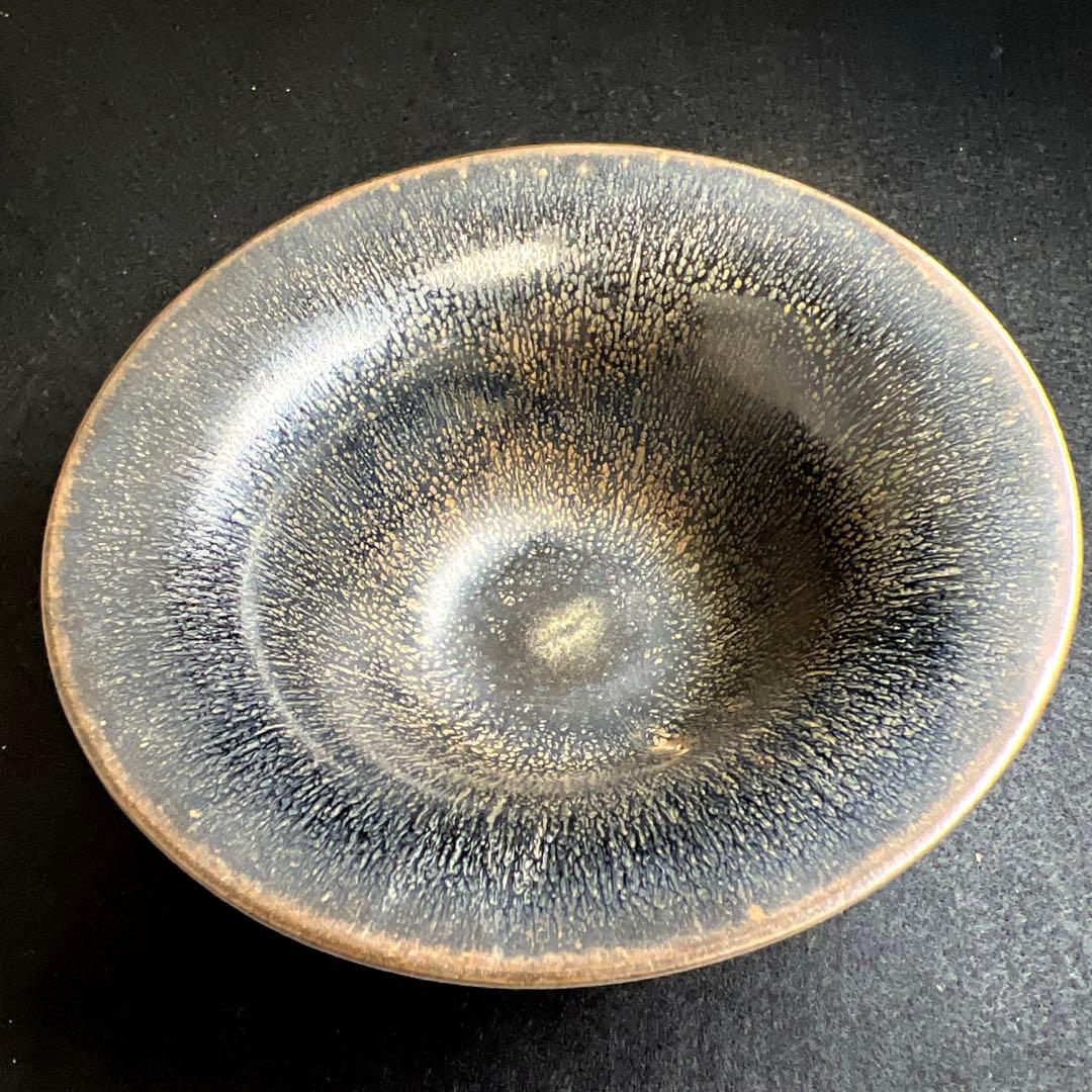 古代中国　天目茶碗　天目台付　高さ約12㎝　東Y8-0106☆2Fタルニ