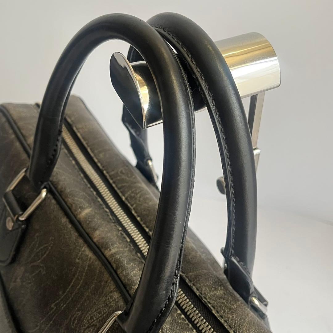ETRO エトロ ハンドバッグ　ビジネスバッグ　PVC レザー　総柄　メンズ
