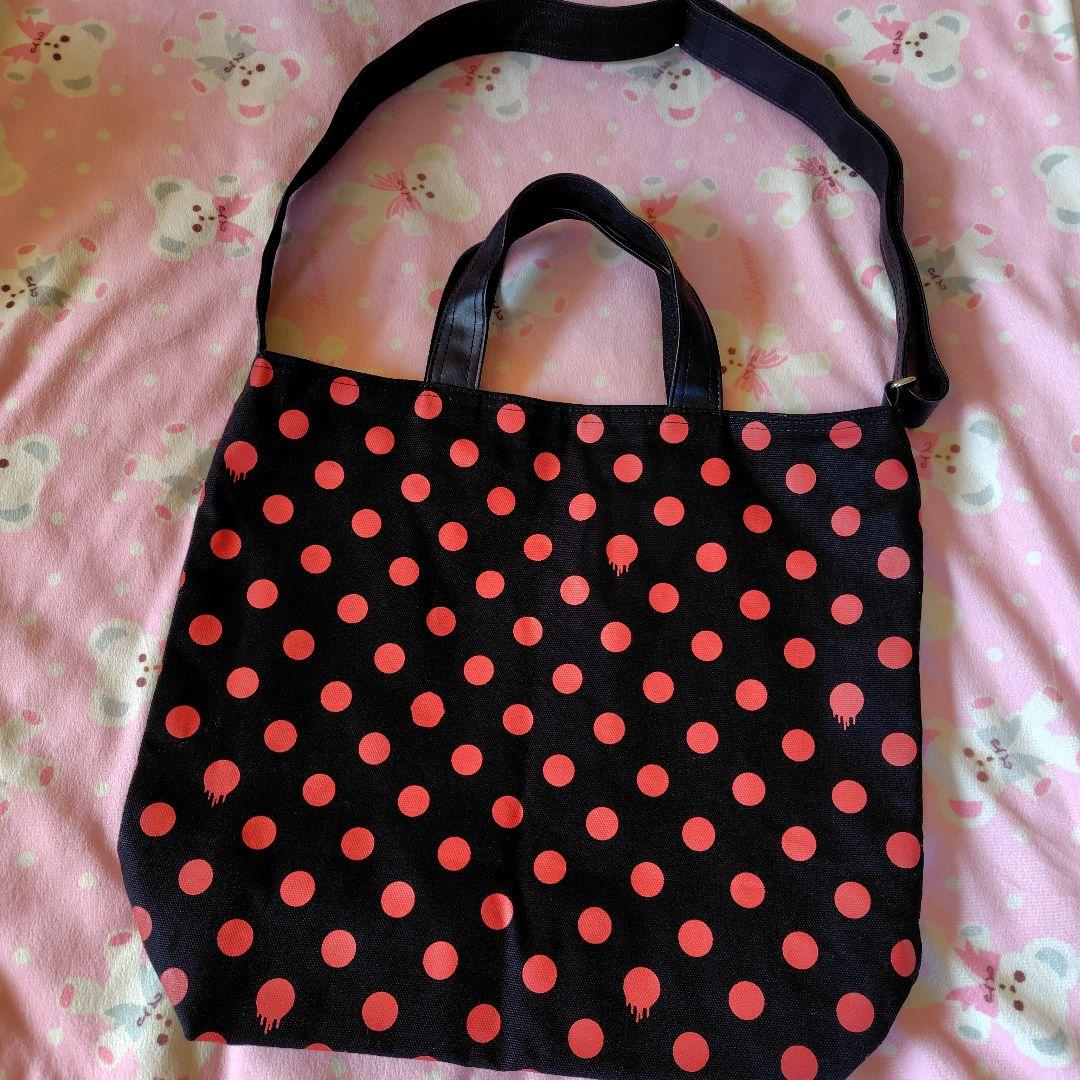 美品アーバンギャルド血の丸グッズ赤黒色トートバッグショルダーバッグゴシック系ケラ