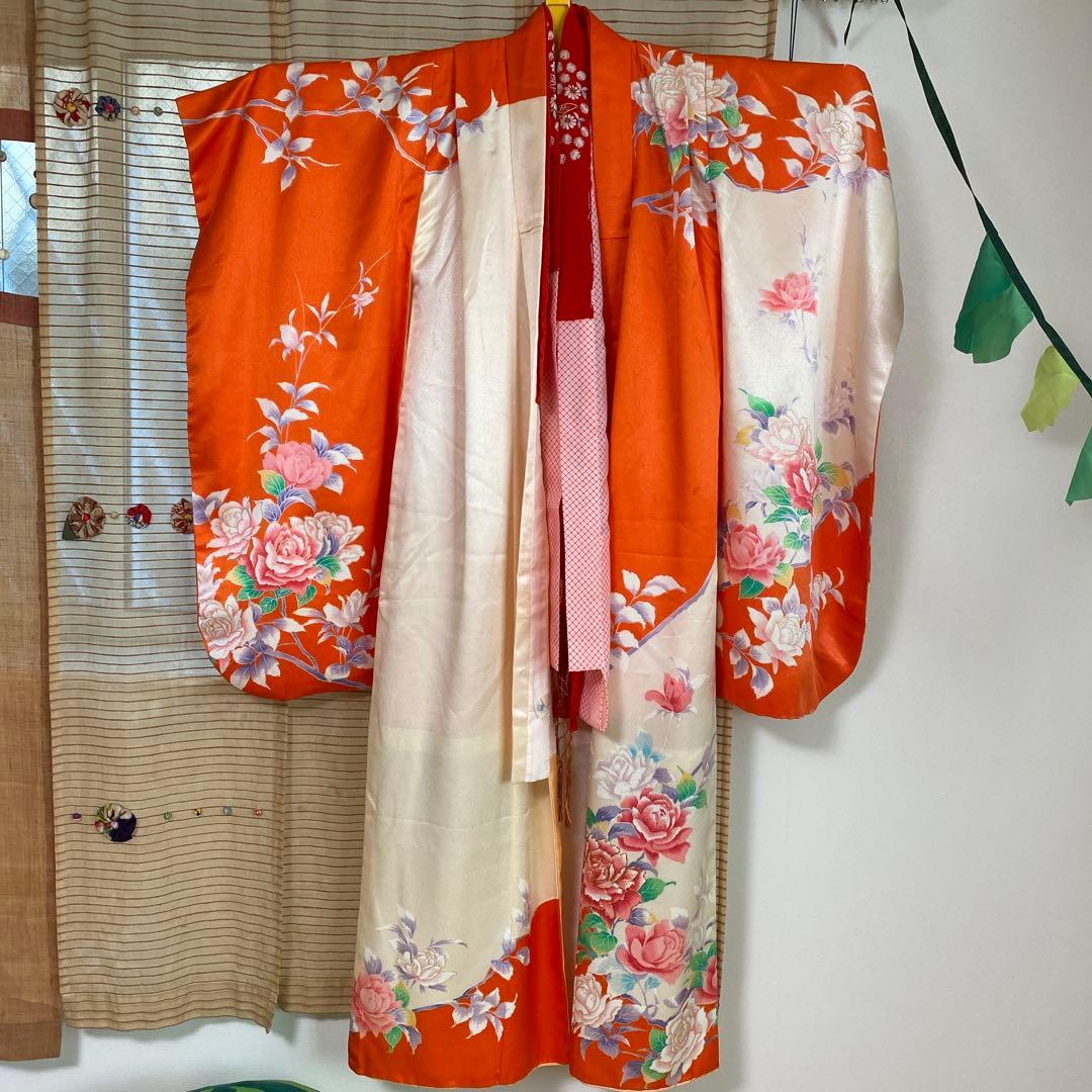 七五三用花柄着物と小物セット