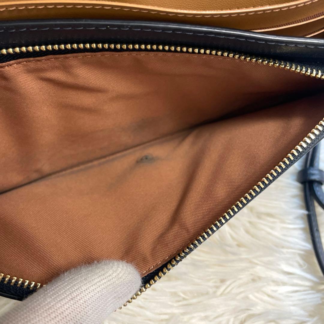 COACH 2way シグネチャ 金ロゴ ネイビー お財布 ショルダーバッグ