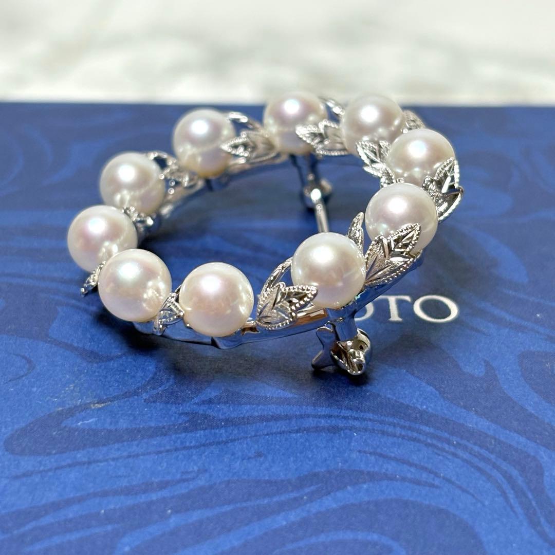 ミキモト　MIKIMOTO アコヤパール　ブローチ　真珠　パール　リーフ