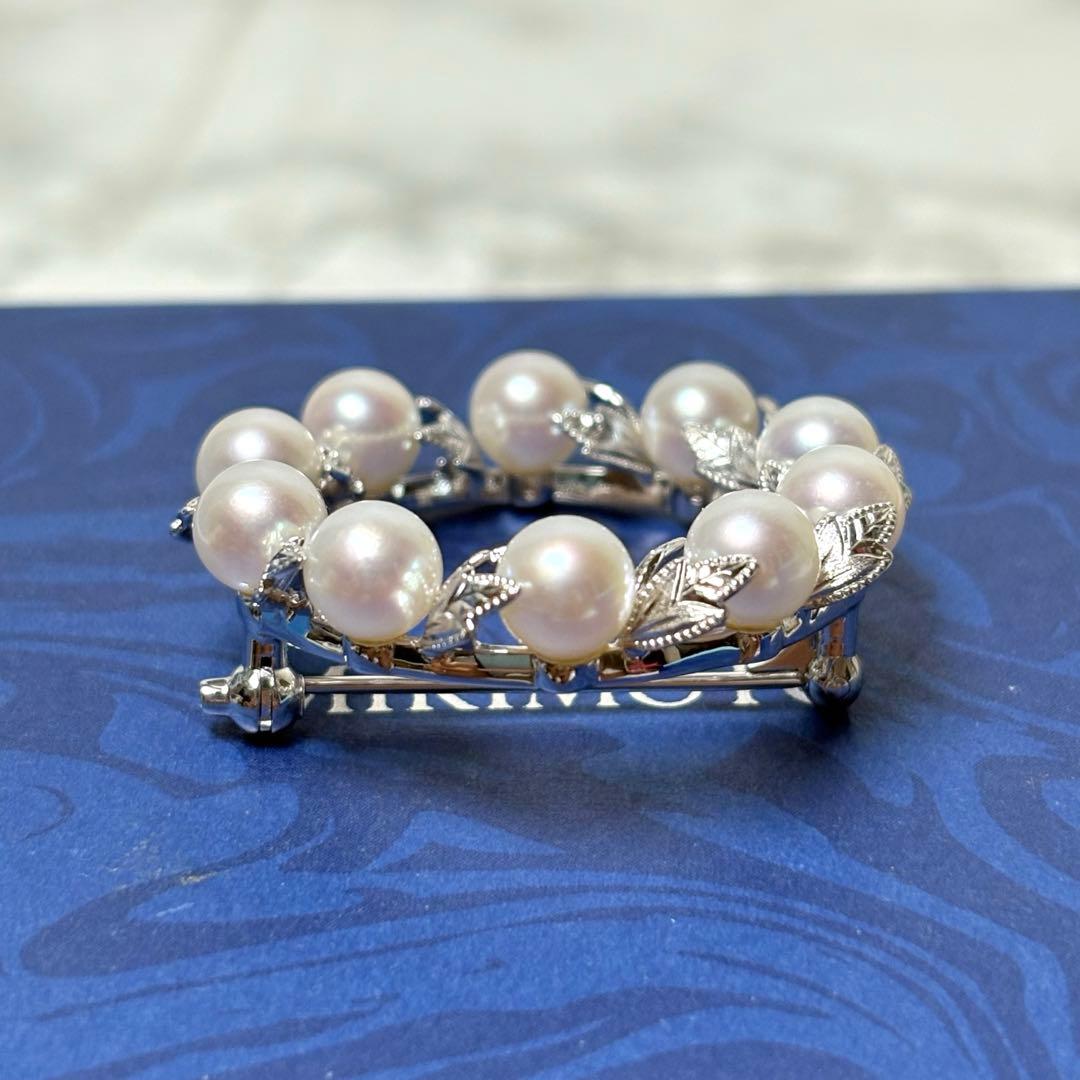 ミキモト　MIKIMOTO アコヤパール　ブローチ　真珠　パール　リーフ