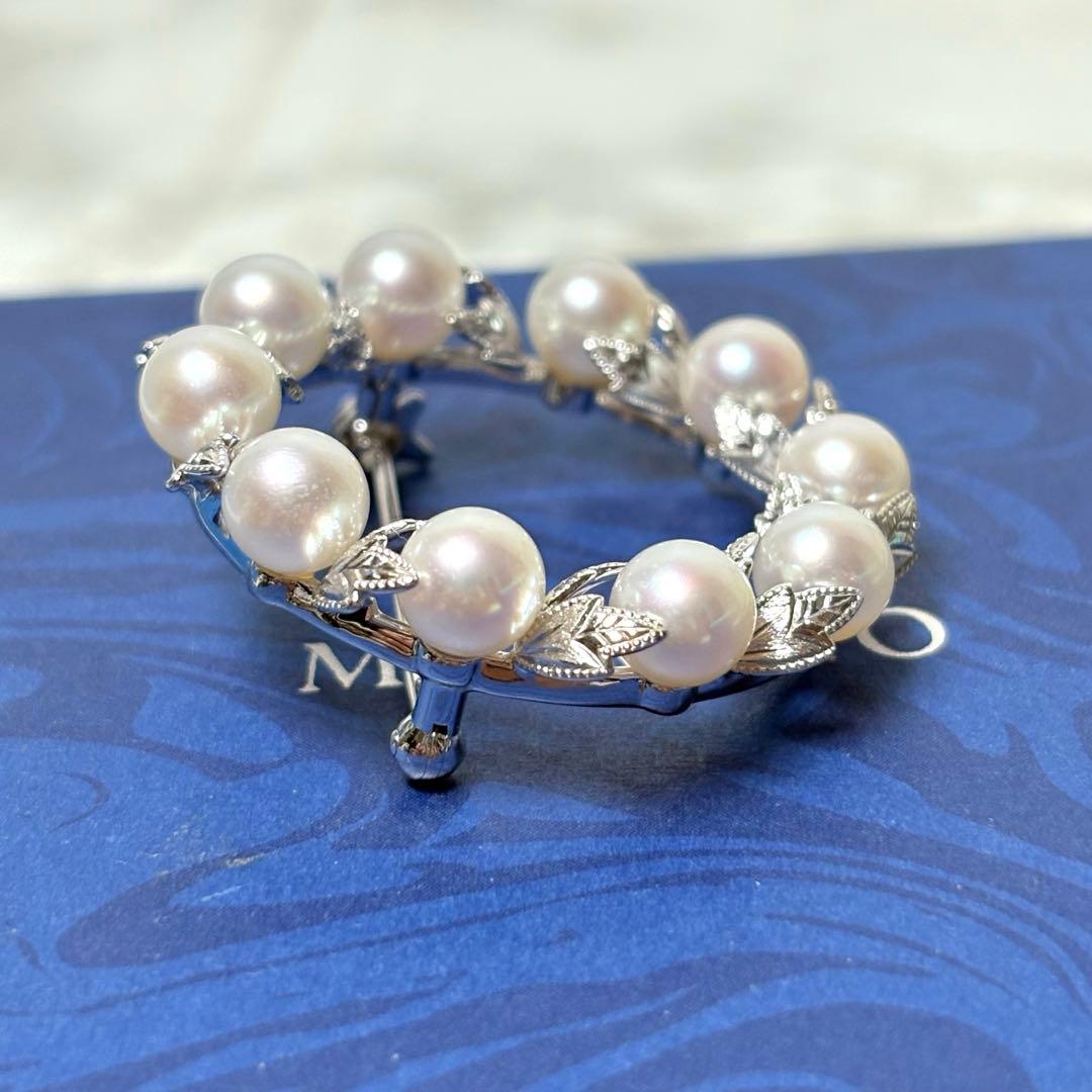 ミキモト　MIKIMOTO アコヤパール　ブローチ　真珠　パール　リーフ