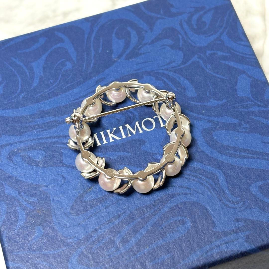 ミキモト　MIKIMOTO アコヤパール　ブローチ　真珠　パール　リーフ