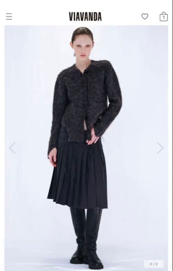 スカート VIAVANDA PLEATED MIDI SKIRT / GRAY