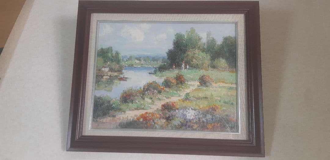 ピエール ロネット 油彩 風景画 額装 f6 印象派