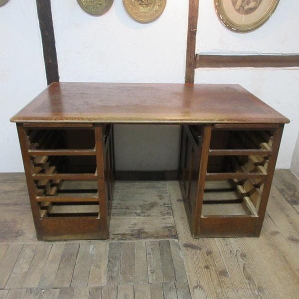 イギリス製 アンティーク 家具 デスク 机 収納 書斎 作業台 英国 6047e