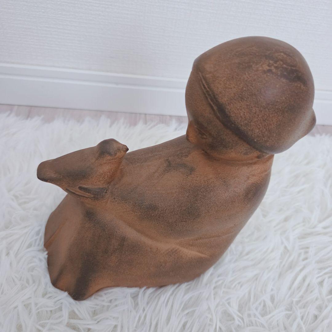 山本正道　鳩と少女　彫刻　オブジェ　女の子　青銅　鉄　鳥　骨董品　ビンテージ　栞