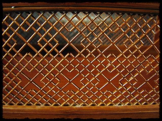 春慶 格子飾 煙草盆 組子 細工 竹 莨盆 茶道具 露地道具 f328