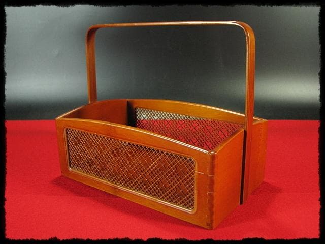 春慶 格子飾 煙草盆 組子 細工 竹 莨盆 茶道具 露地道具 f328