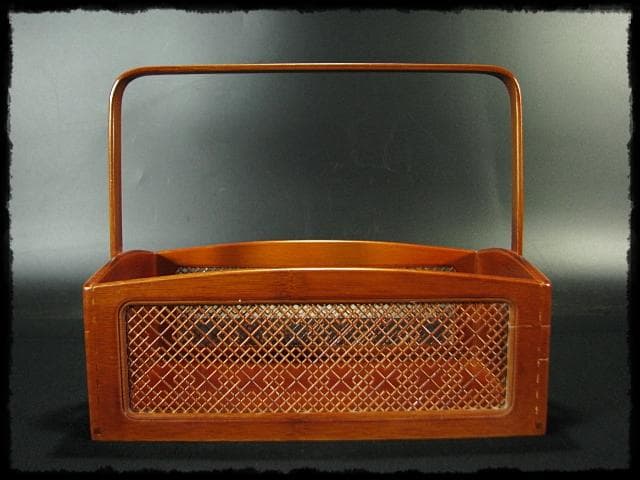 春慶 格子飾 煙草盆 組子 細工 竹 莨盆 茶道具 露地道具 f328