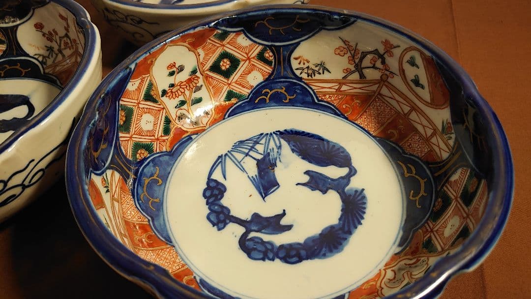 大聖寺伊万里　古伊万里　伊万里　中鉢　蔵出し　３客