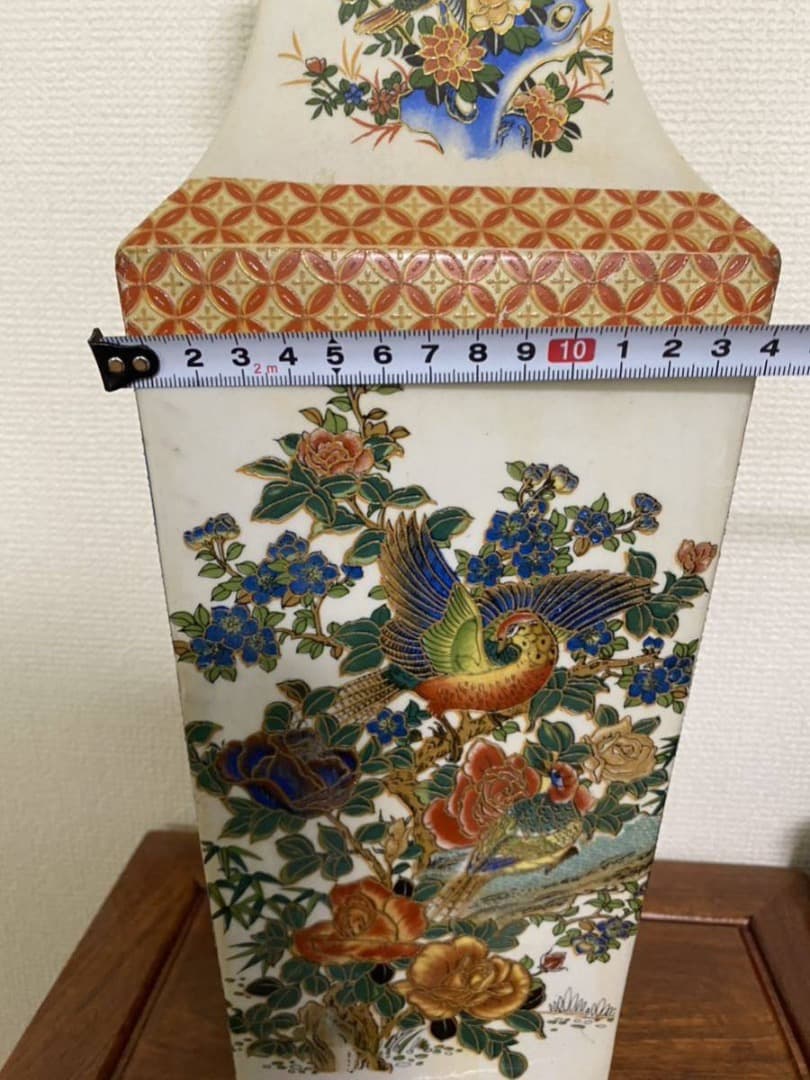 中国美術◆年代品◆花鳥角瓶◆唐物◆色絵磁器