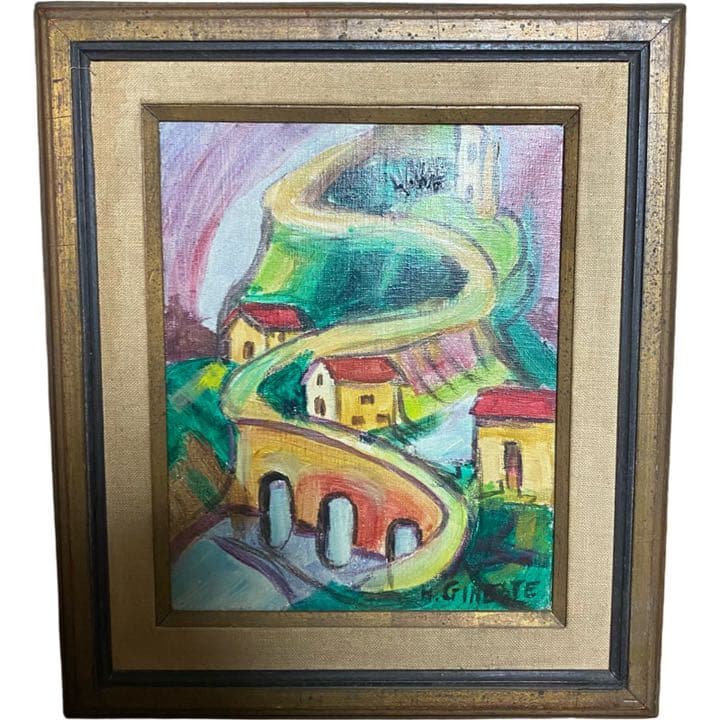 本物　アンリ・ジネステ　油絵　絵画　アンティーク　インテリア　家具　アート