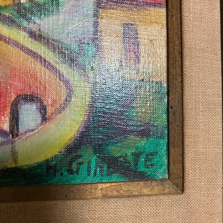 本物　アンリ・ジネステ　油絵　絵画　アンティーク　インテリア　家具　アート