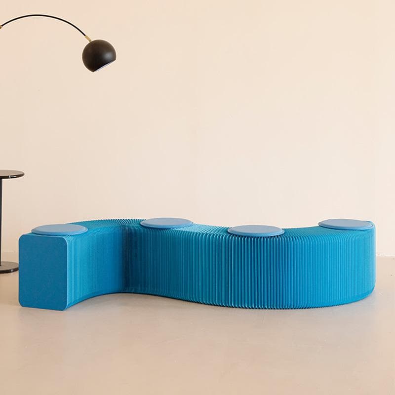 折り畳み伸縮ベンチブルー高さ40㎝長さ2.5ｍ持ち運び可能ダイニング待合室用