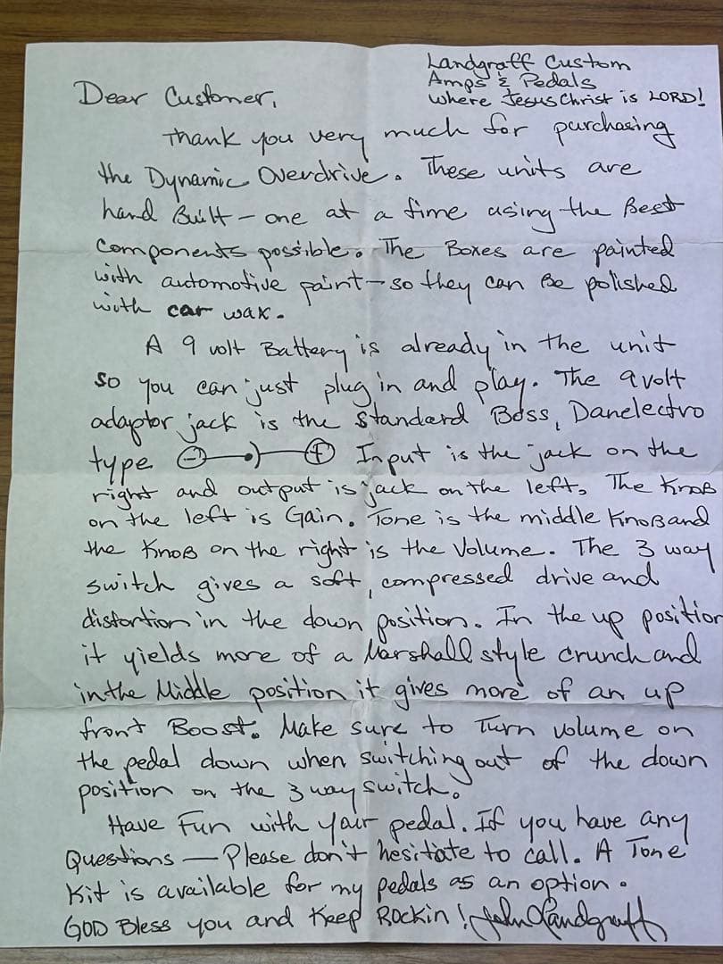 ギター LANDGRAFF DYNAMIC OVERDRIVE #1863