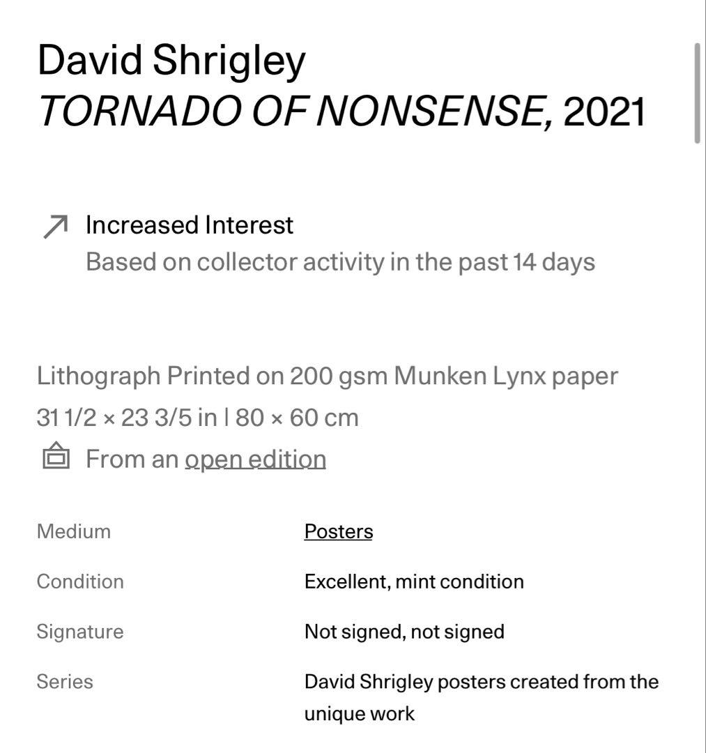 デイヴィッド・シュリグリー David Shrigley オフセットリトグラフ