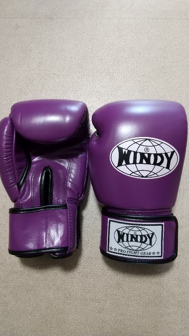 本革製WINDYボクシンググローブ 10oz 紫 キックボクシング NP