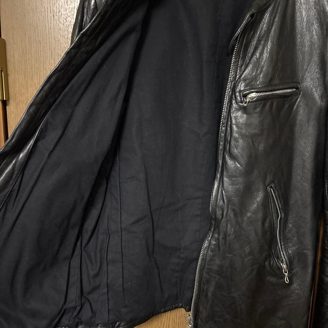 LITHIUM HOMME 黒レザー シングルライダースジャケット