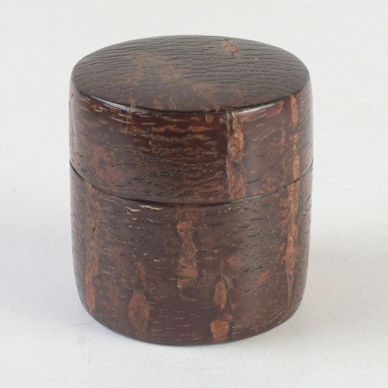 茶道具　伊藤松次作　樺細工　むじ皮　抹茶入　共箱　V　9657