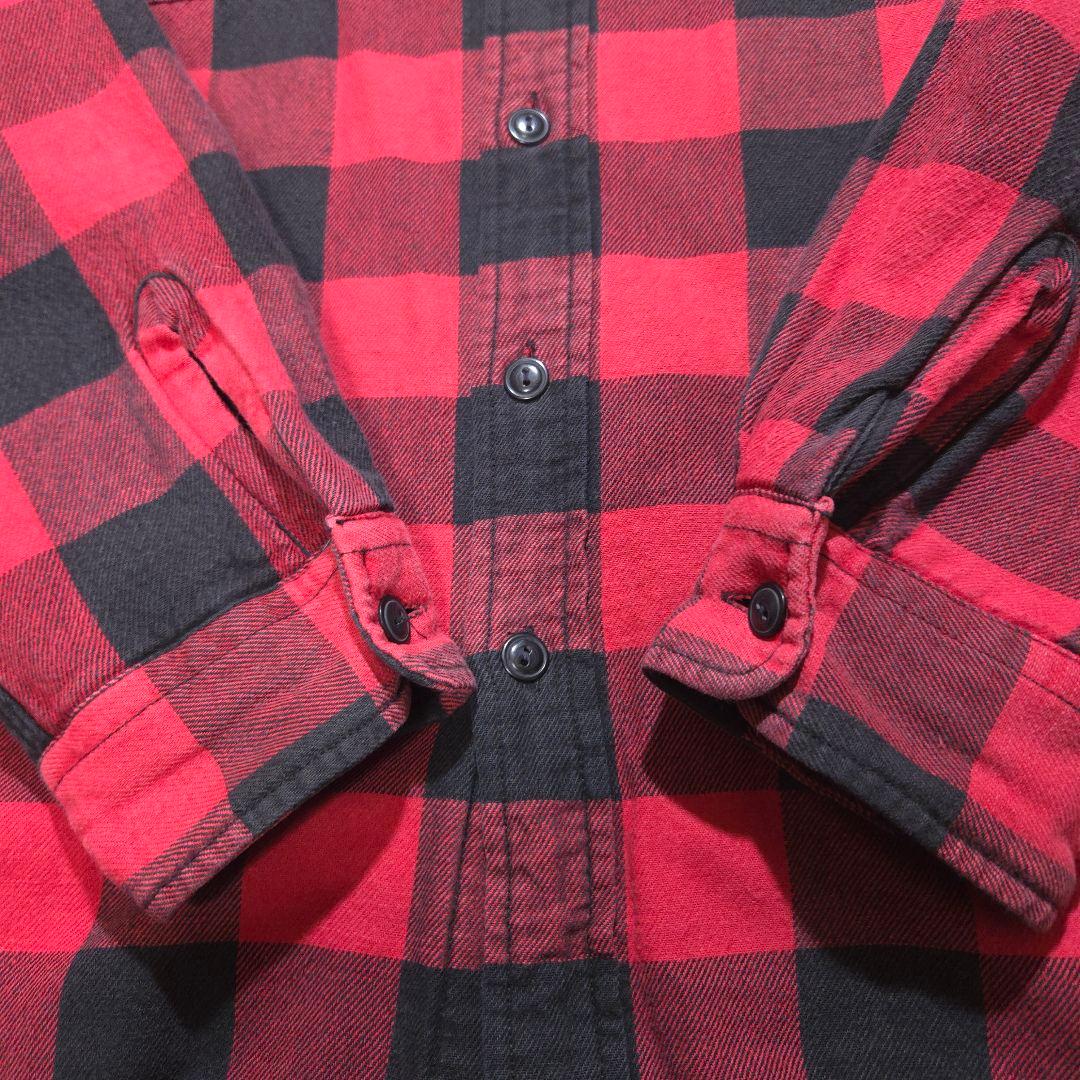 90s ポロラルフローレン 内キルティング ネルシャツ ジャケット 赤黒チェック
