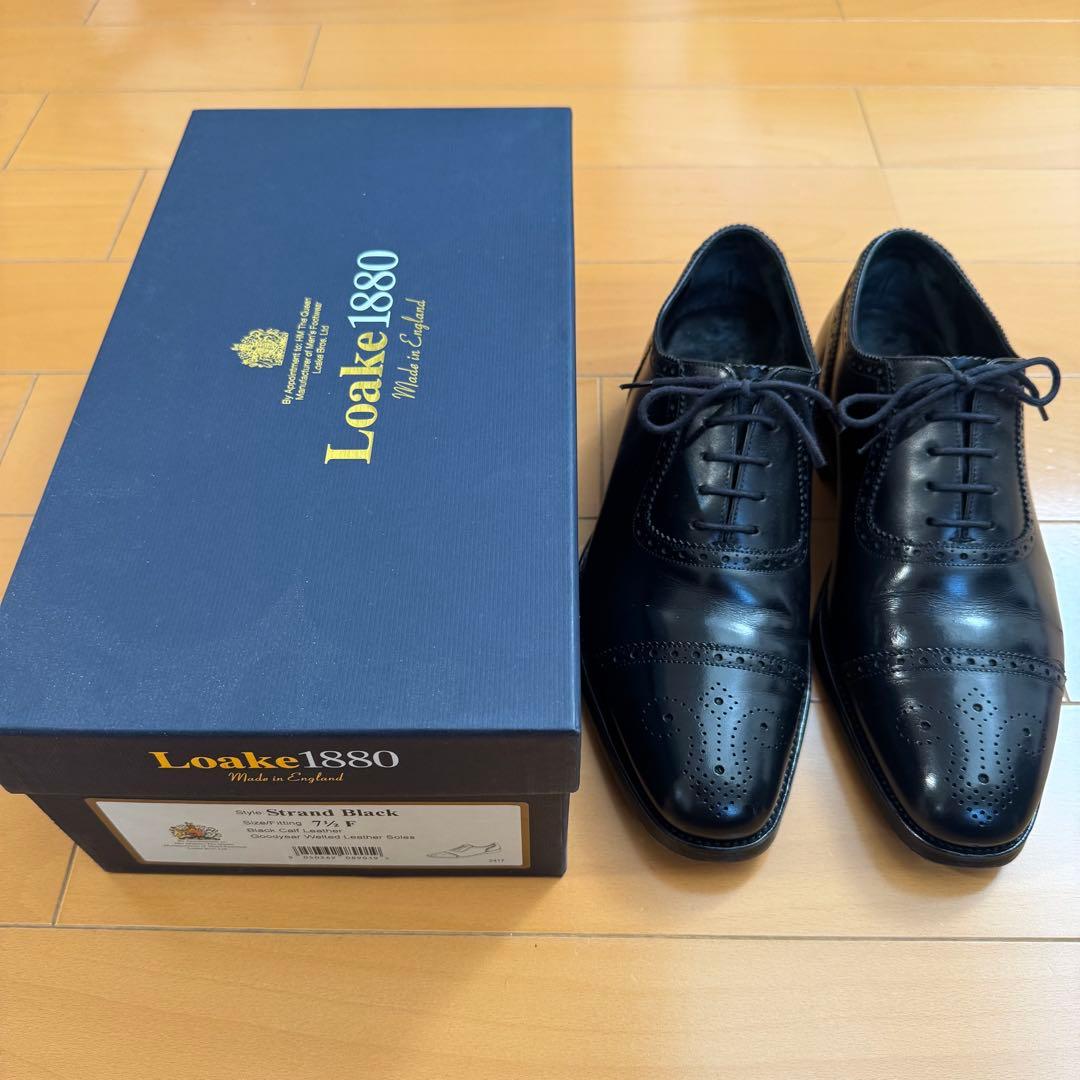 Loake 英国製 セミブローグ UK 7.5 黒 革靴