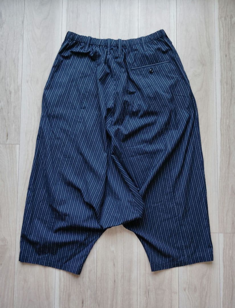 ★希少 16ss 多素材ストライプネイビーパンツ yohjiyamamoto