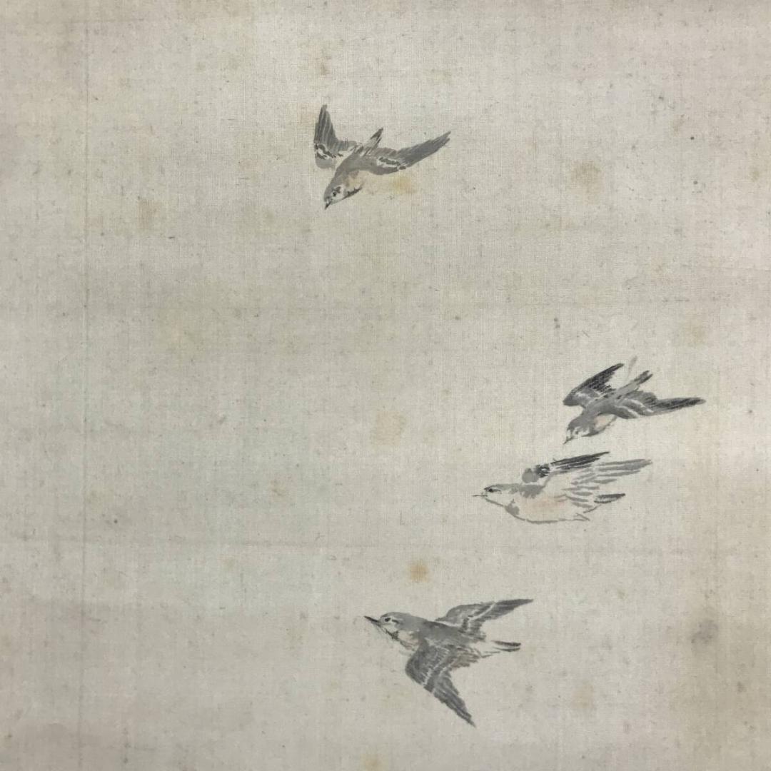 真作/森寛斎/雪中老松飛鳥図/山水図/花鳥図/掛軸/名家伝来/AH-722