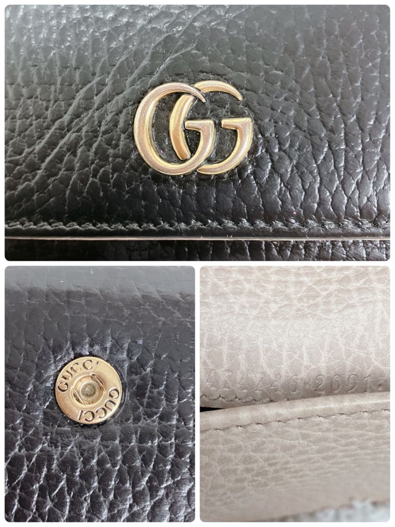 グッチ GG ミニマーモント 474746 折り財布 本革　バイカラー　黒