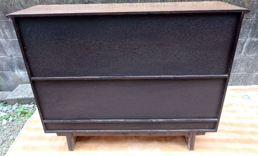 木製 飾り棚 ガラス戸 引出し キャビネット 昭和レトロ アンティーク 茶棚 箱