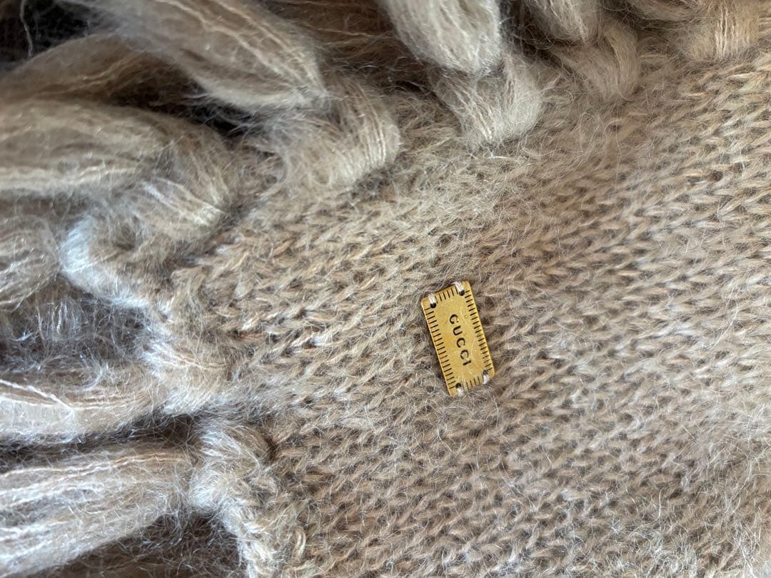 SALE❣️GUCCI フリンジ付きショール グレー/ベージュ