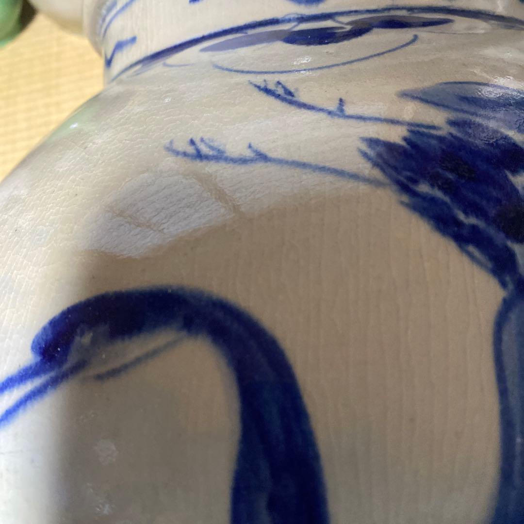 鶴雲文李朝ちょうちん壺34cm