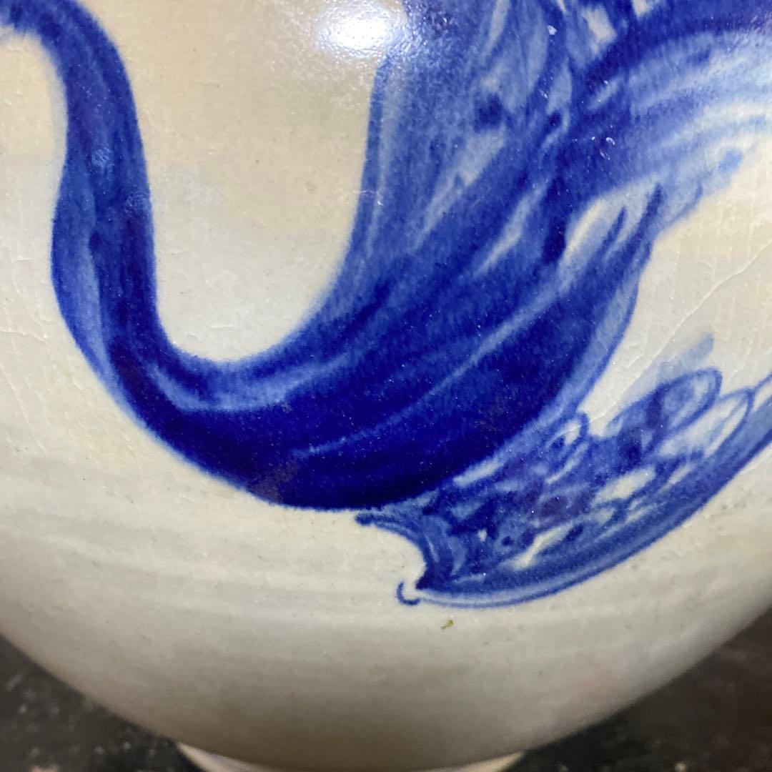 鶴雲文李朝ちょうちん壺34cm