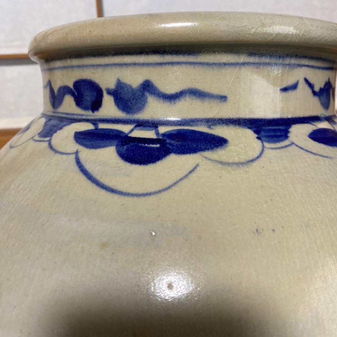 鶴雲文李朝ちょうちん壺34cm