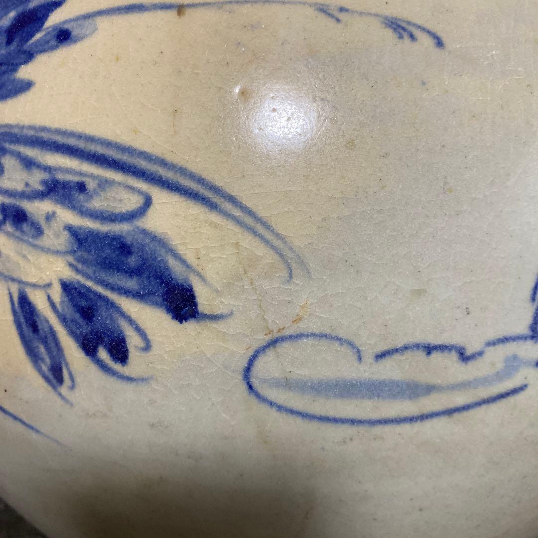 鶴雲文李朝ちょうちん壺34cm