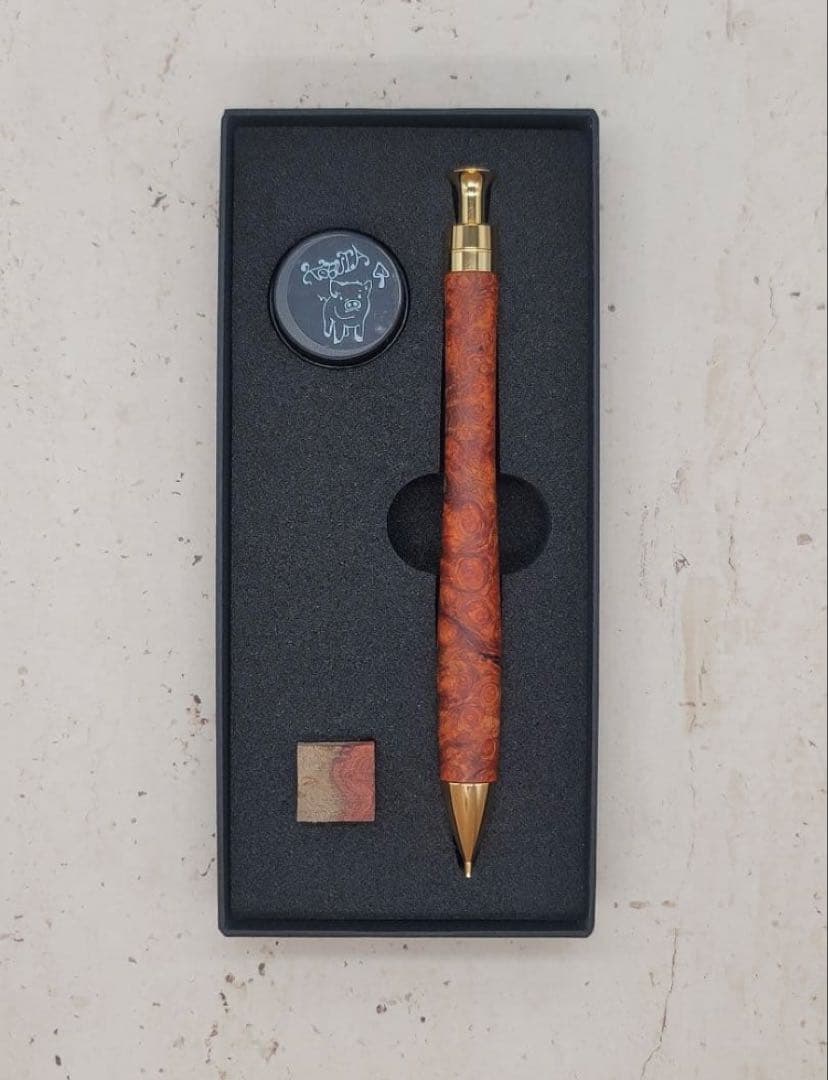 極上花梨瘤杢　紅白　新品　こぶた工房　シャープペンシル0.5