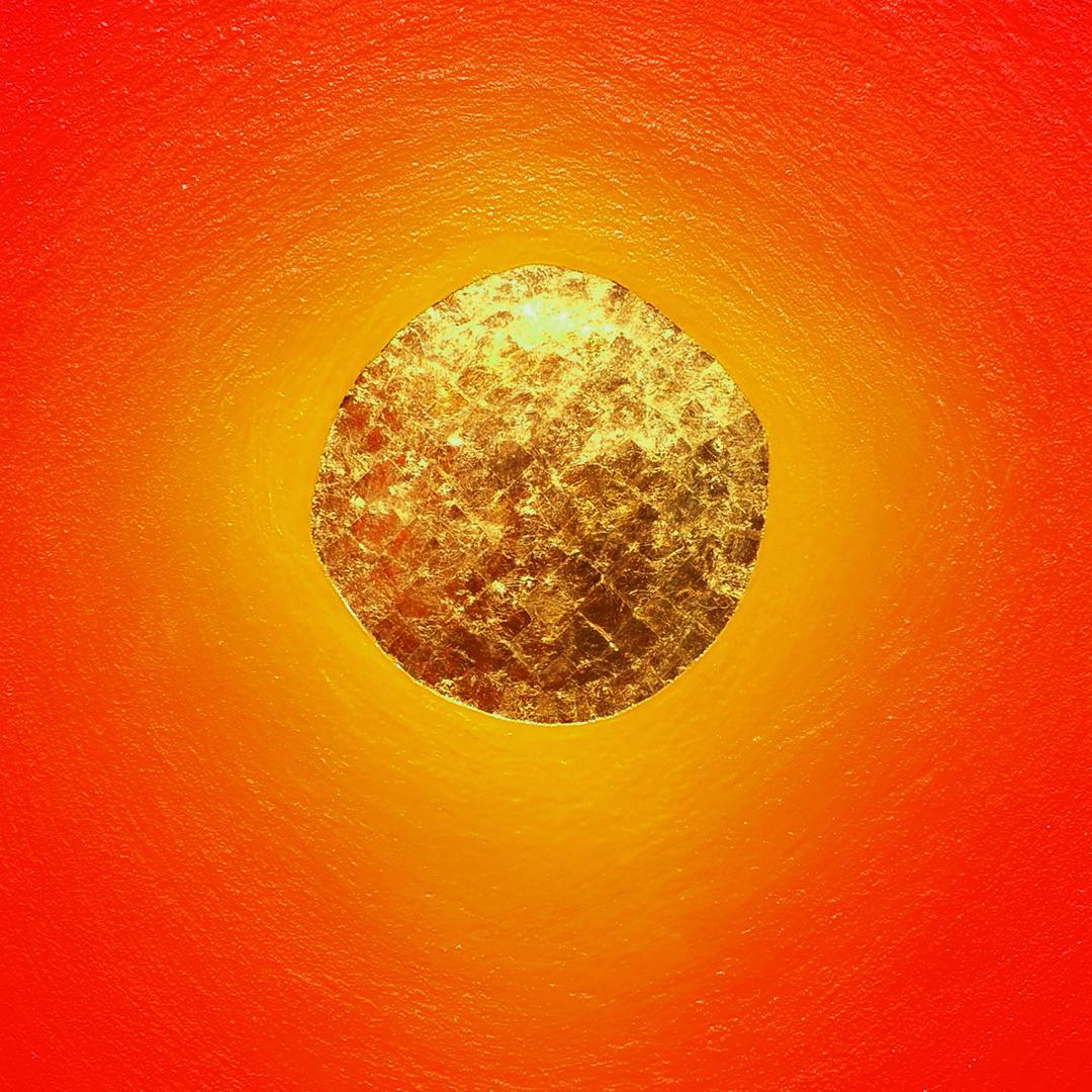 ●24K純金『金の太陽』●がんどうあつし肉筆油絵24K純金使用作者直接出品２０年