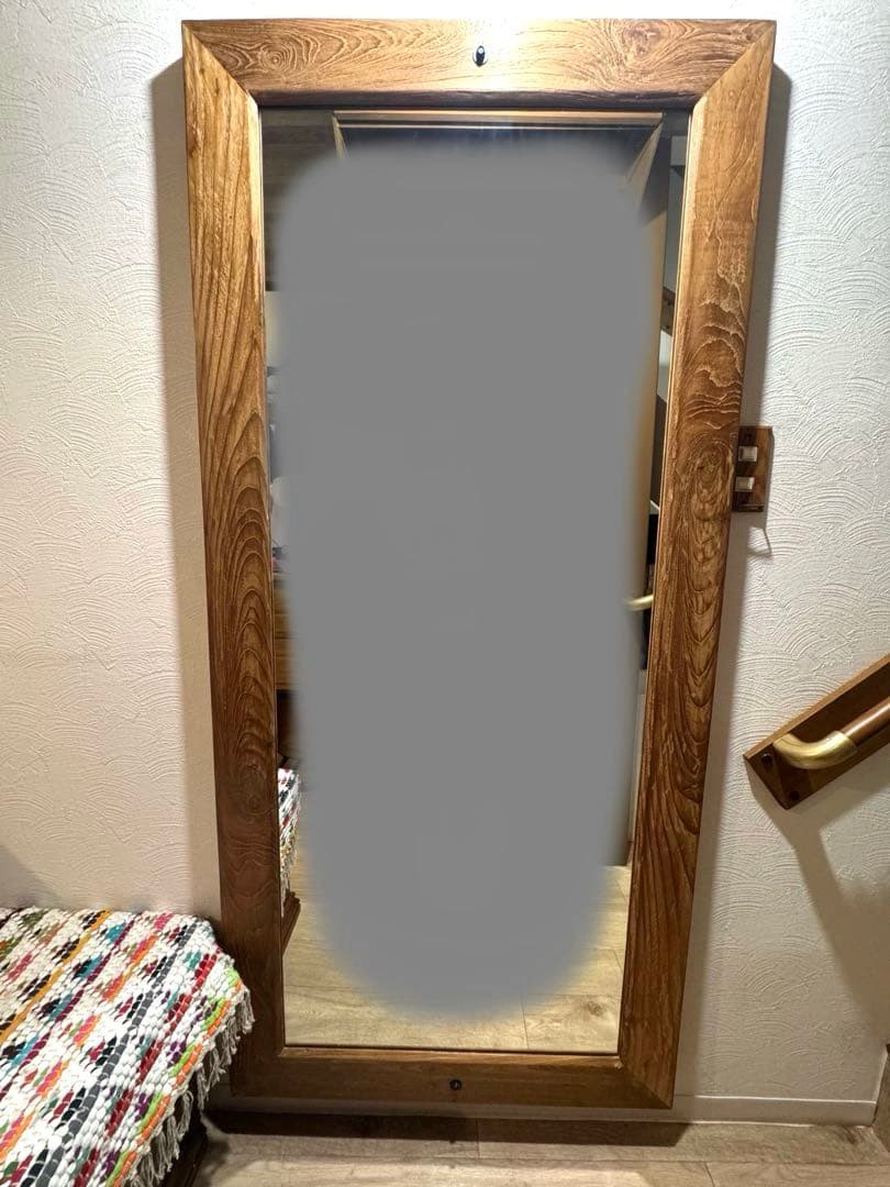 オールドチーク　ミラー　姿見　ヴィンテージ　インド　アンティーク　古材