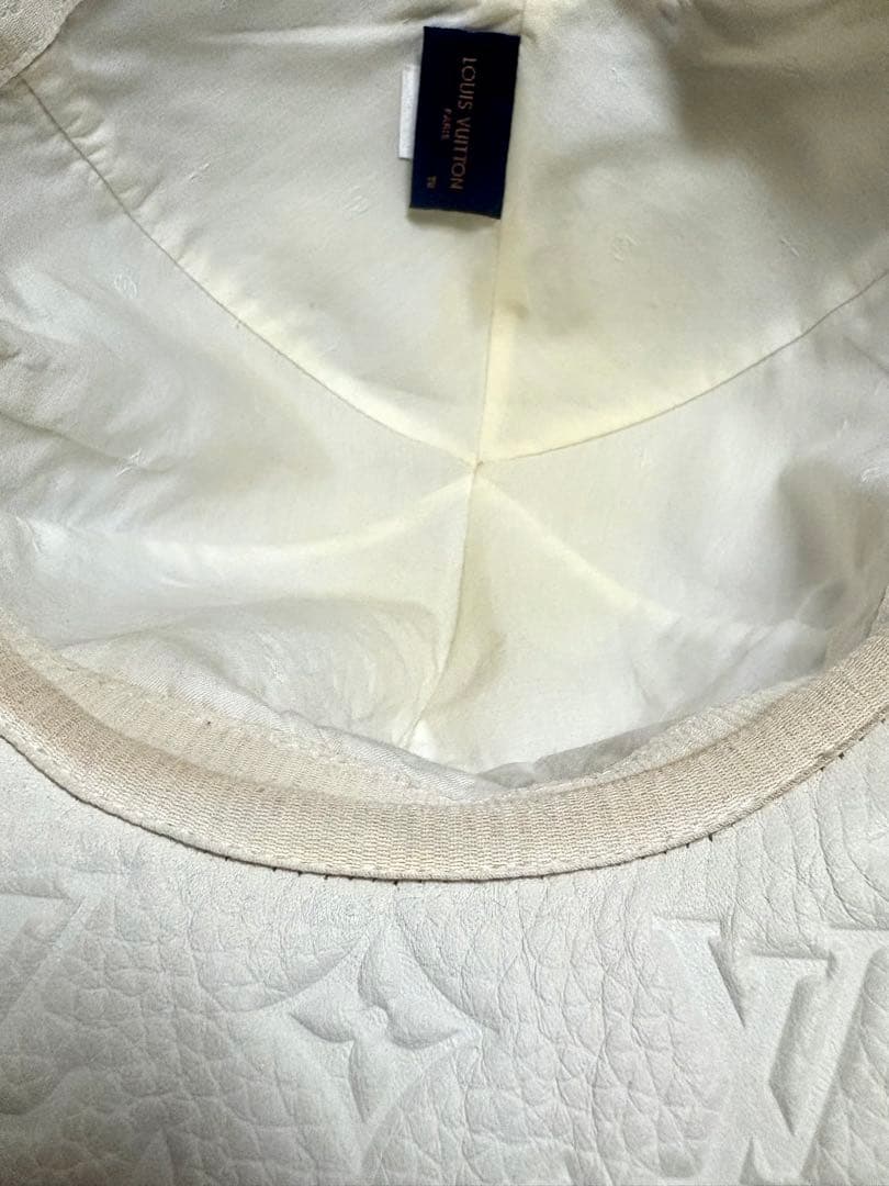 【美品】Louis Vuitton レザー　キャップ　帽子　モノグラム　ホワイト