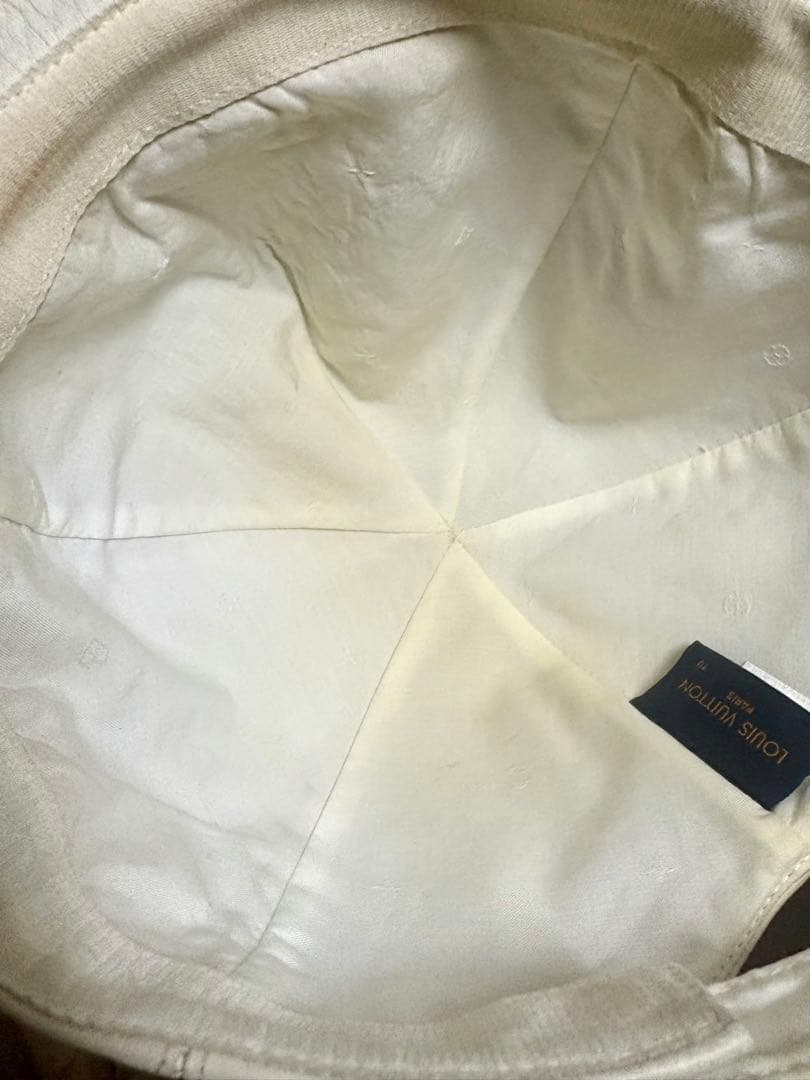 【美品】Louis Vuitton レザー　キャップ　帽子　モノグラム　ホワイト